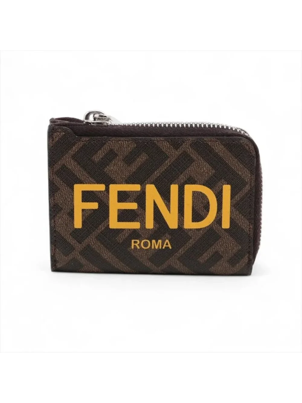 Fendi Zucca Roma Leather Coin Purse Compact